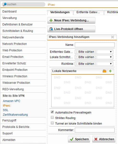 Sophos-SG-IPsec-Verbindung