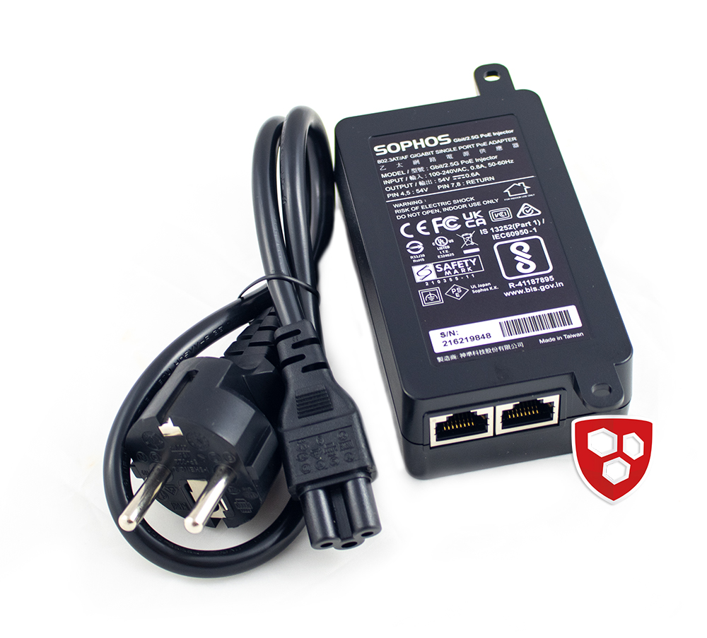 Sophos Gbit/2.5G PoE+ Injektor (802.3af/at - 30W) - mit EU-Netzkabel