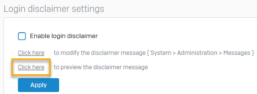 Preview your disclaimer message.
