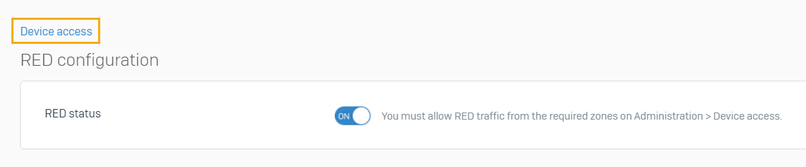 Shows the link to device access.