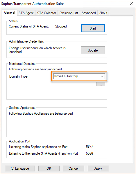 Set Domain Type to Novell eDirectory.