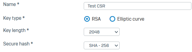 Certificates: Signing request option.
