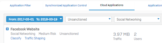Use filter to show cloud application traffic.