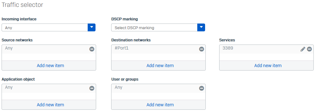 DNAT SD-WAN route traffic selector.