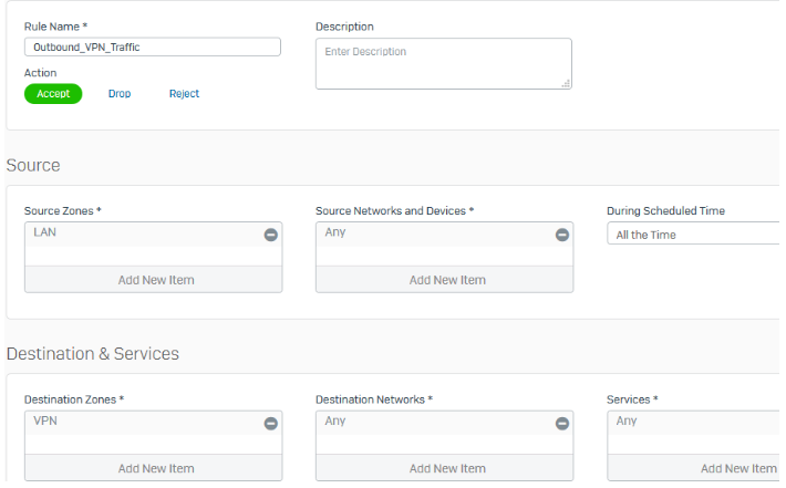 Outbound firewall rule on firewall one.