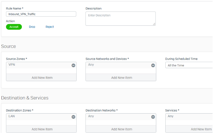 Inbound firewall rule on firewall two.