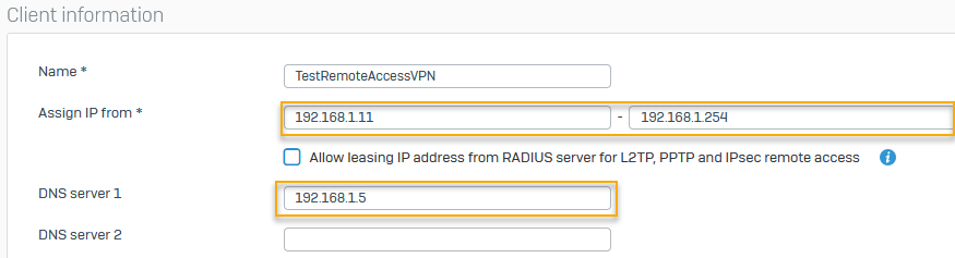 Client information settings.