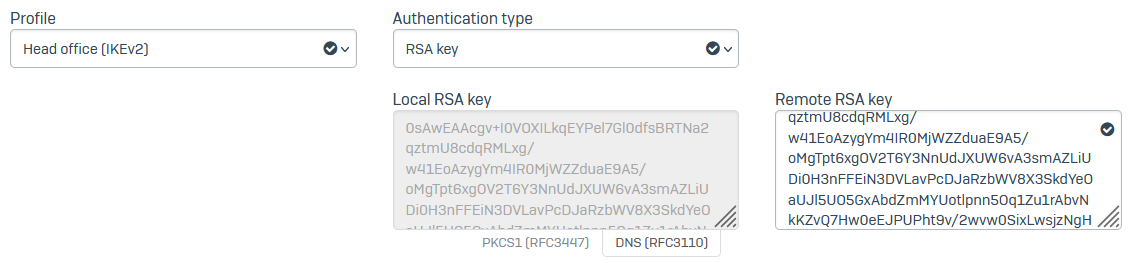 Route-based VPN encryption settings.