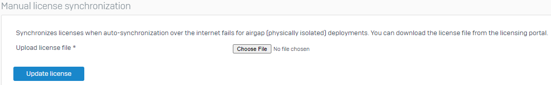 Manual license synchronization.