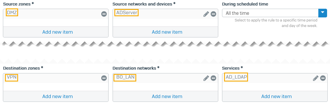 Outbound firewall rule for AD server in head office.