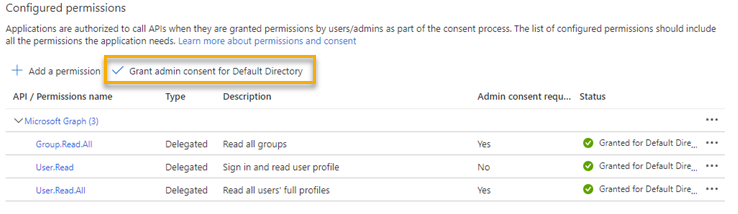 Grant admin consent.