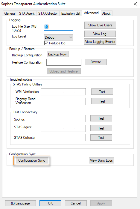 Click configuration sync.