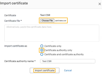 Import subordinate CA.