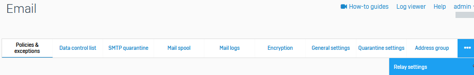 Relay settings menu.