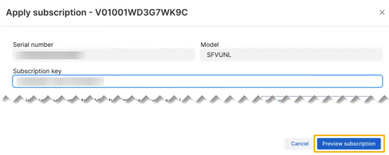 Add subscription screen.