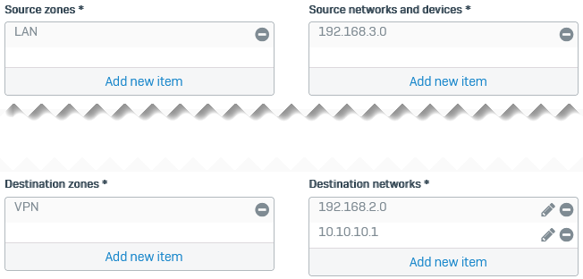 Destination NAT rule settings.
