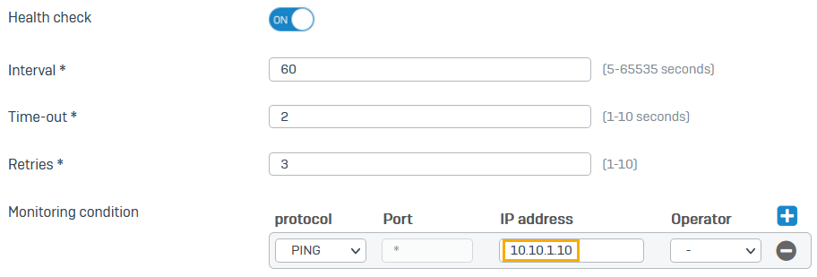 SD-WAN healthcheck settings in head office.