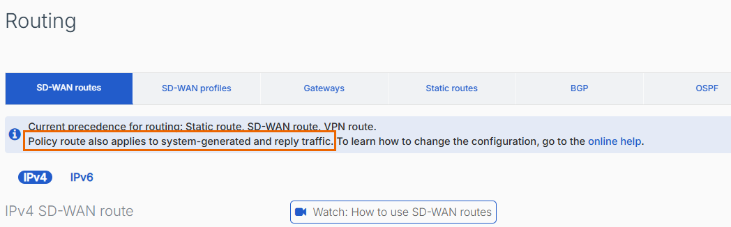 SD-WAN routing status.