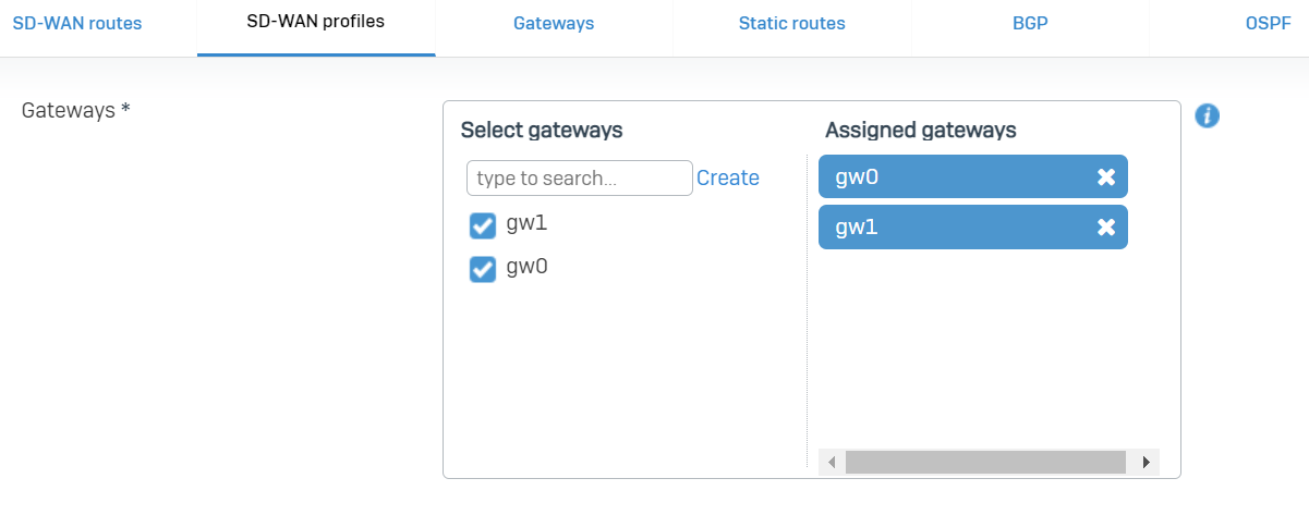 Select gateways.