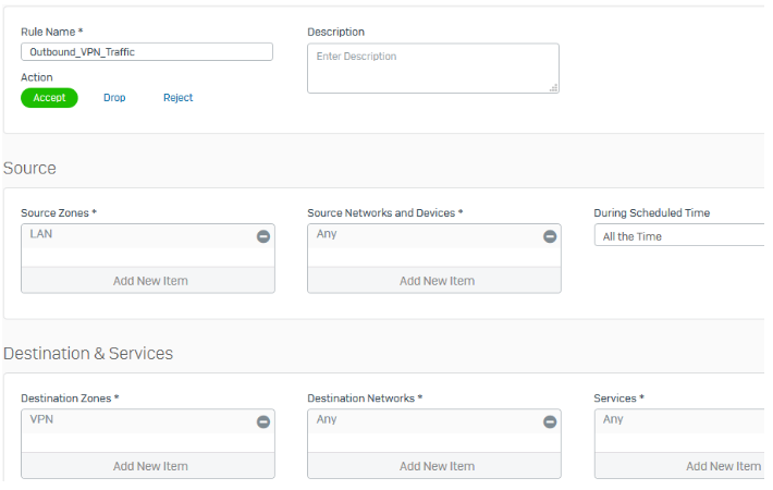 Outbound firewall rule on firewall two.