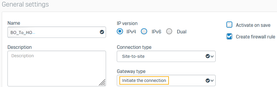 IPsec configuration on firewall one.