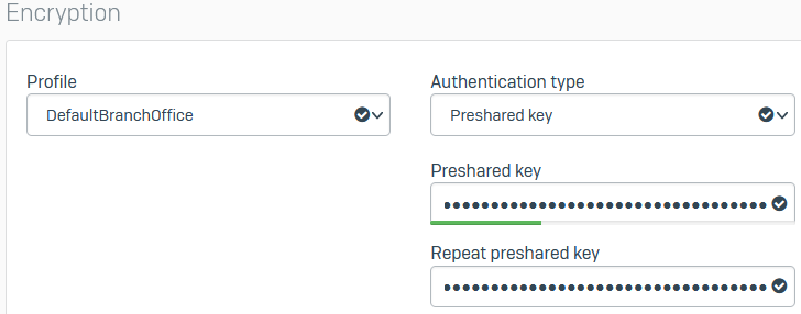 Encryption settings on firewall one.