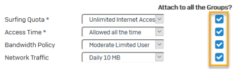 Select common policies for groups.