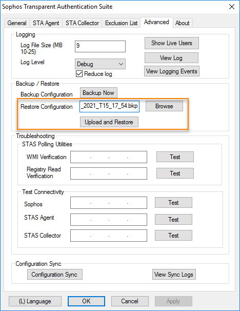 Click upload and restore.