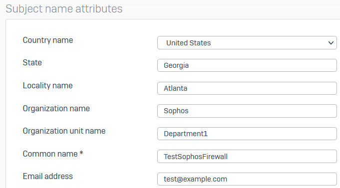 Subject name attributes.