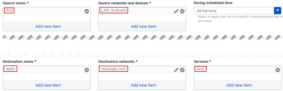 IPv6 firewall rule settings.