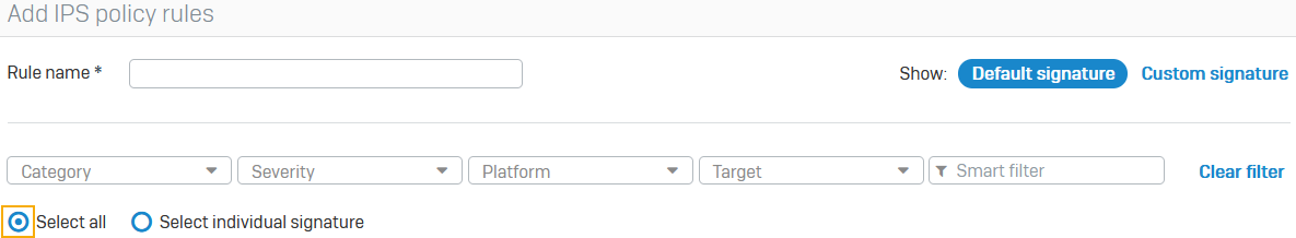 Select all IPS signatures.
