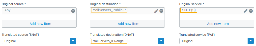 Port forwarding settings.