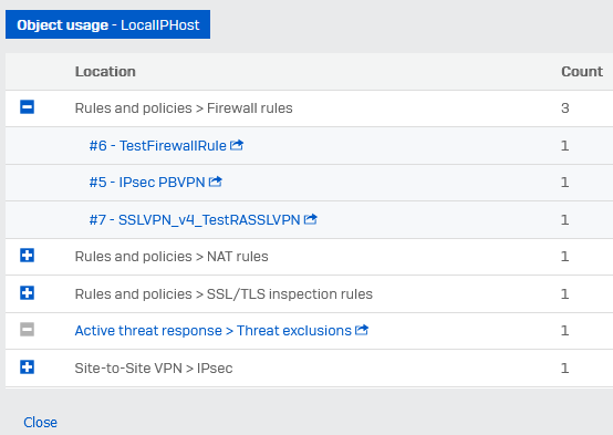 Dependent configurations of the IP host.