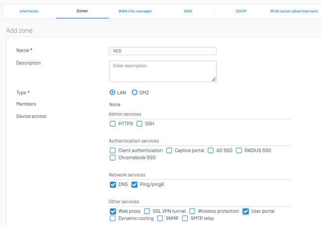 Add a zone for RED devices.