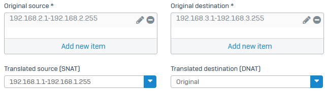 SNAT translation settings in HO firewall.