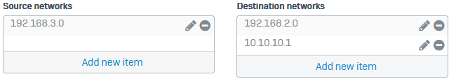 Destination NAT rule settings.