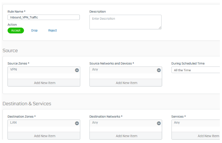 Inbound firewall rule on firewall one.