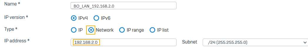 Local LAN IP host configuration on firewall two.