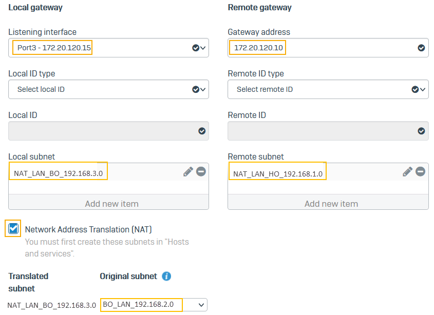 Encryption settings on firewall one.