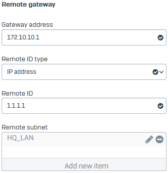 Remote gateway settings.