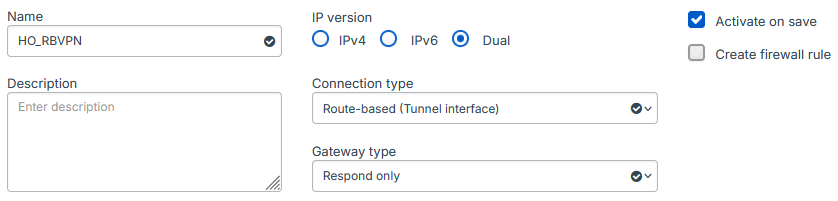 Route-based VPN settings.