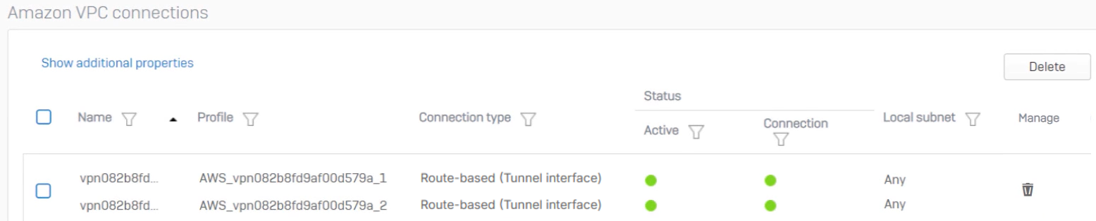 Amazon VPC Connections.
