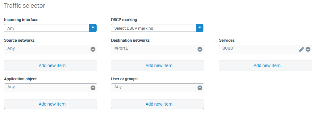 WAF SD-WAN route traffic selector.