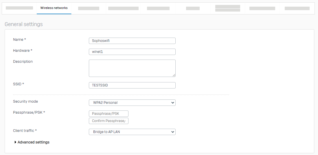 Wireless network page.